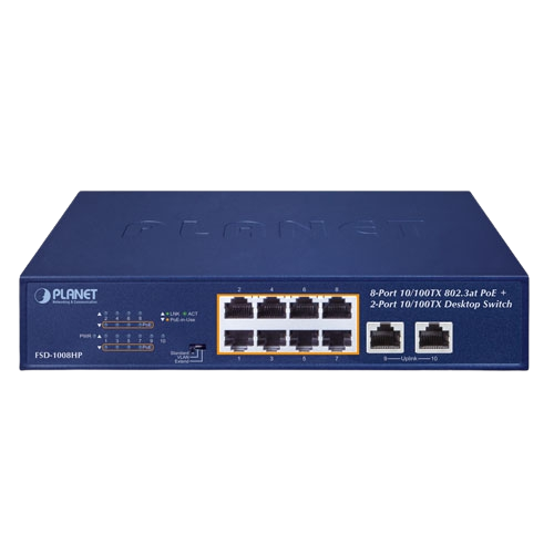 8-Port 10/100TX 802.3at PoE + 2-Port 10/100TX Desktop Switch