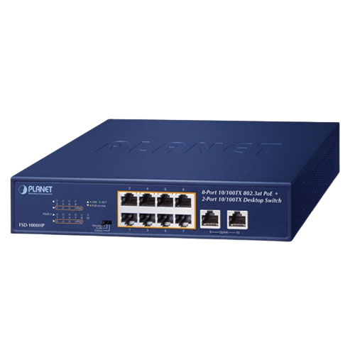 8-Port 10/100TX 802.3at PoE + 2-Port 10/100TX Desktop Switch